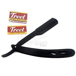 LAJA Imports Professional Matte Black Straight Edge Razor with 100 Blades - Close Shaving Men's Manual Shaver Safety