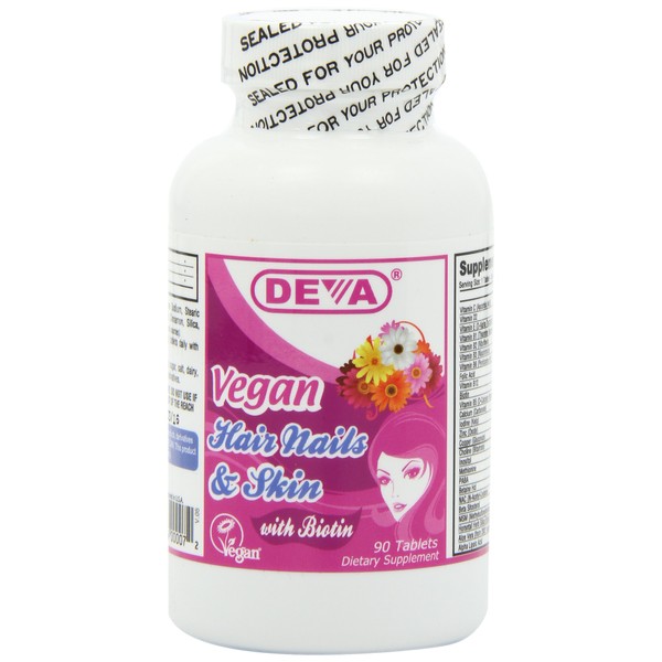 Deva Vegan Vitamins Hair, Nails & Skin, 90-Count (Pack of 2)