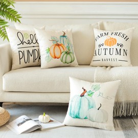 Artscope Fall Decor Cushion Covers 50x50cm Fall Decorations Pumpkin Patch Leaves Harvest Outdoor Fall Throw Pillows Farmhouse Thanksgiving Autumn Cushion Case for Couch