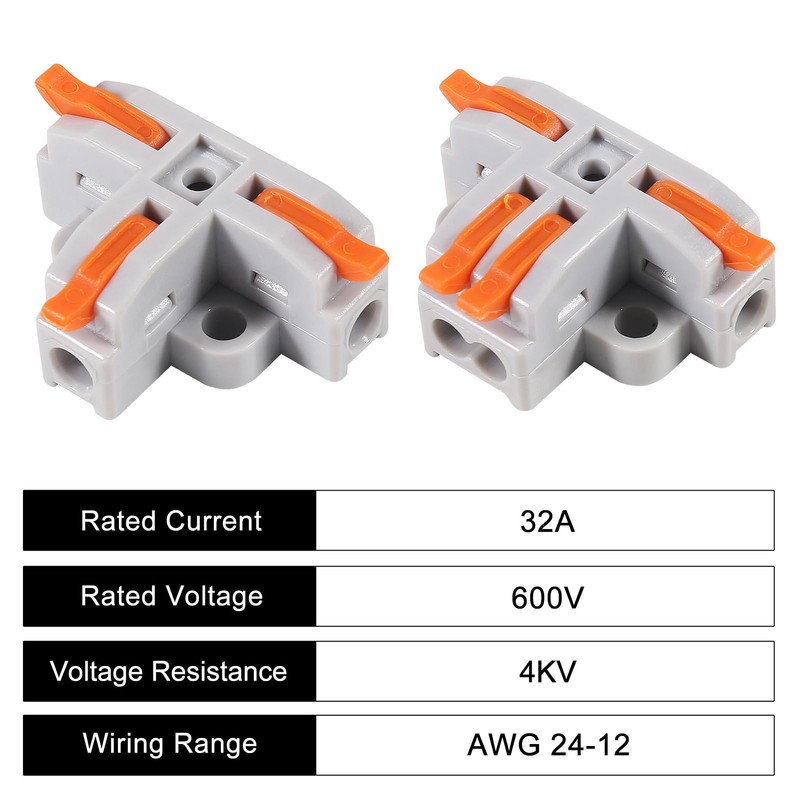 30Pcs Compact Wire Conductor Connector, T-Shape Lever Nut Wire Connector,