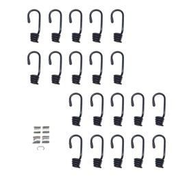 Hook & Cord - Metal Plastic-Coated Spring Hooks - Wire Bungee Cord Hooks - Strong Gauge with End Protective Cap - for Tarps, Covers, Sunshades (20, 3/16" MPC)