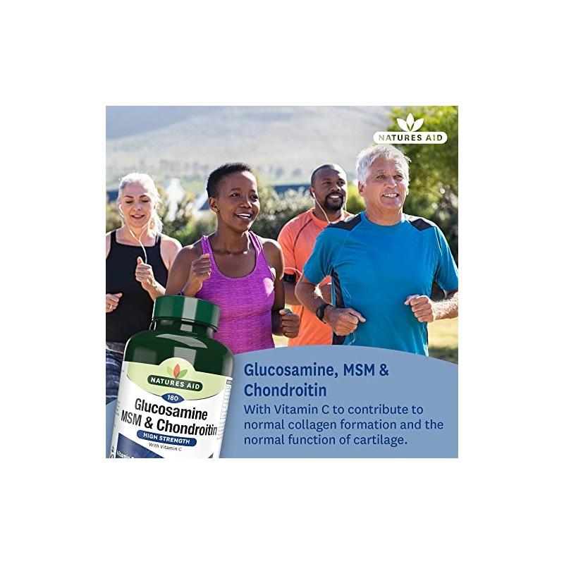 Natures Aid Glucosamine, MSM and Chondroitin with Vitamin C, 180