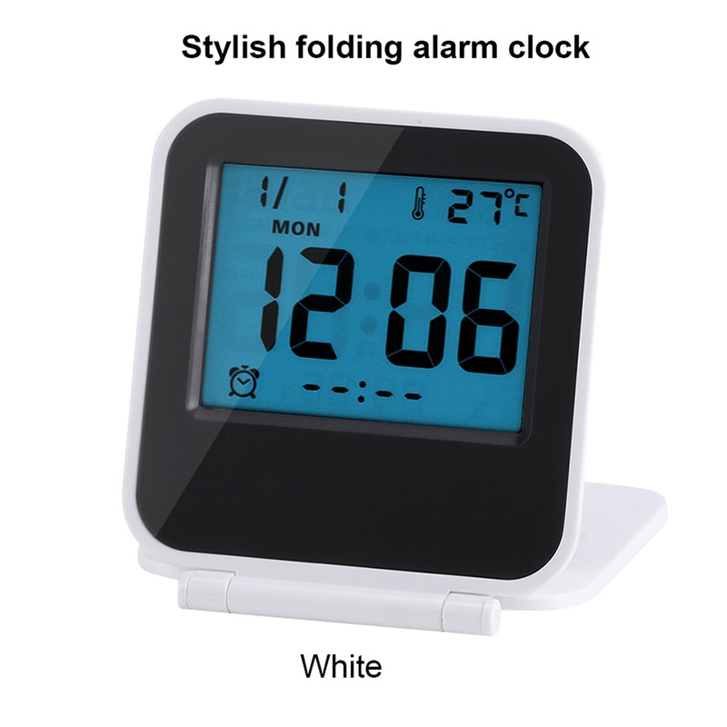 Portable Foldable Tabletop Travel Digital Alarm Clock with Temperature Calendar