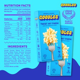 Goodles Twist My Parm Mac & Cheese 4 Pack, 6oz - 14g Protein, 6g Fiber with Prebiotics, 21 Plant-Based Nutrients and Made w/REAL Cheese! | Clean Label Certified