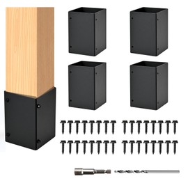 POKOTO Post Protector Adjustable (Range 3.3-6in), Protects Deck, Wooden Mailboxes and Fences from Rain and Lawnmower Damage (4 Set-Black)