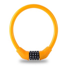 Bicycle Lock, Dial Lock, Keys, Wire Lock, 4-Digit Dial, Can Change the Dial PIN Code, Length 15.7 inches (400 mm), Diameter 4.1 inches (10.5 cm), Free Password Setting, No Key Required, Anti-Theft,
