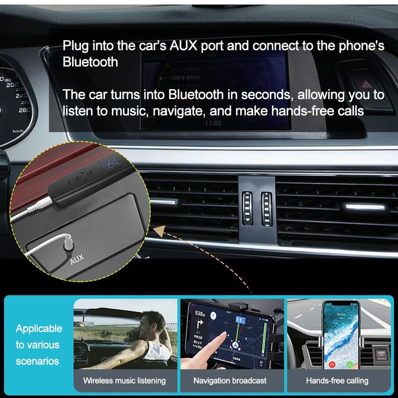 POFET Bluetooth 5.2 Transmitter Receiver 3.5 mm RCA Wireless Audio