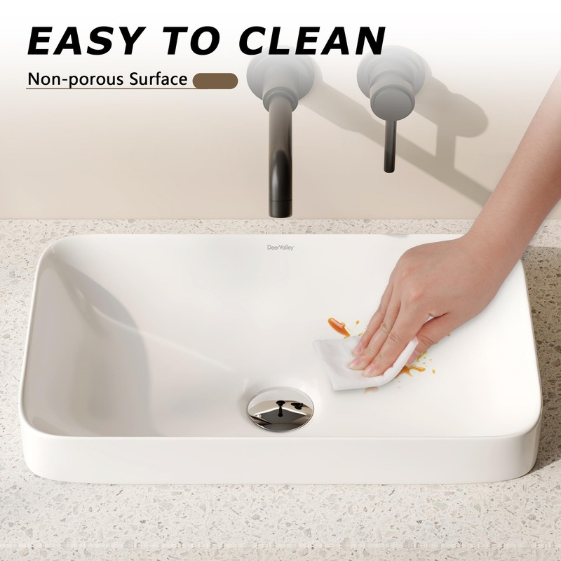 DeerValley Bathroom Vessel Sink, 19.29'' x 11.81'' x 4.72'' Semi