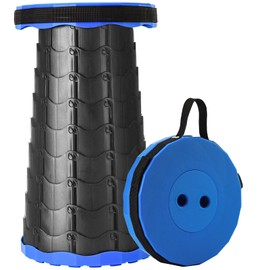 Doseno Upgraded Foldable Stool Thickened, Portable Collapsible Stool Retractable Stool for Fishing, Hiking Tours, BBQ, Parties, Outdoor Activities（Blue）
