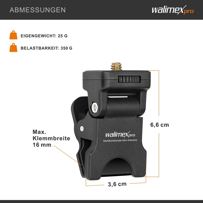 Walimex pro Multifunctional Mini Clamp - LED Light Holder with