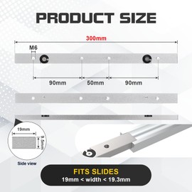 EFUTURETIME Miter Bar Slider, 9.5 x 19 x 300 mm, Miter Bar Slider Aluminium Alloy, Universal Mitre Bar Table Saw for T-Rail, Table Drill, Band Saw, DIY