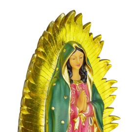 PSYHILAR Virgen de Guadalupe Statues, 12-Inch Our Lady of Guadalupe Virgin Mary Figurine Tea Light Candle Holder, Large Resin Virgencita Maria Estatua