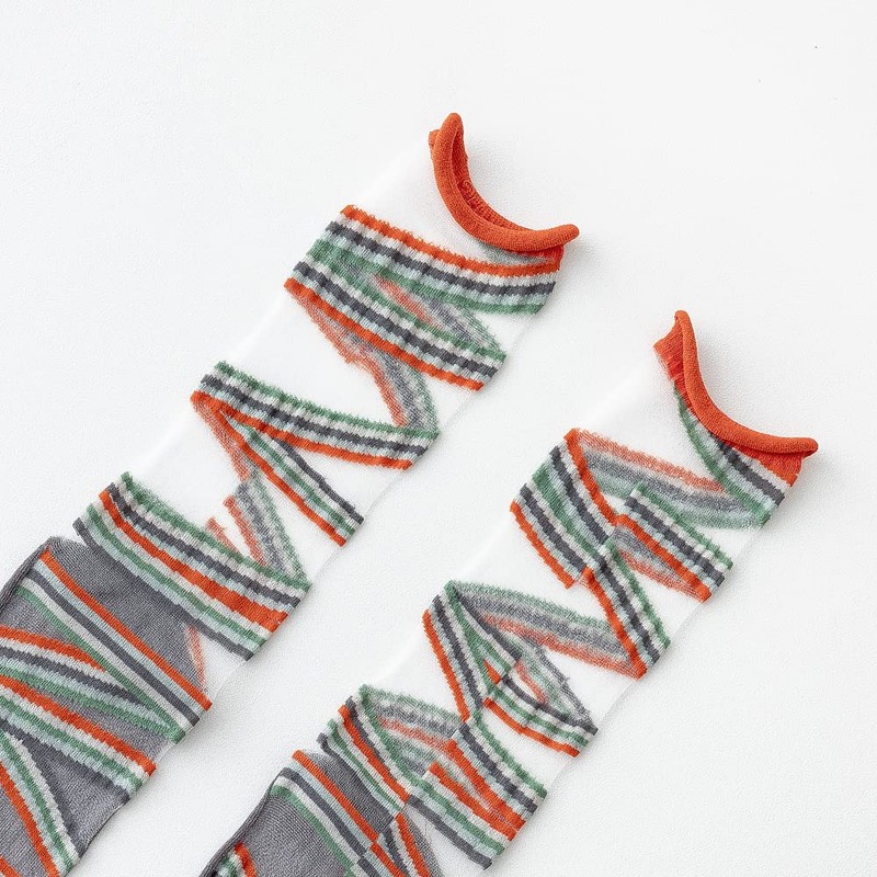 Comonsava Women's Socks, See-through Socks, Different Left and Right Patterns,