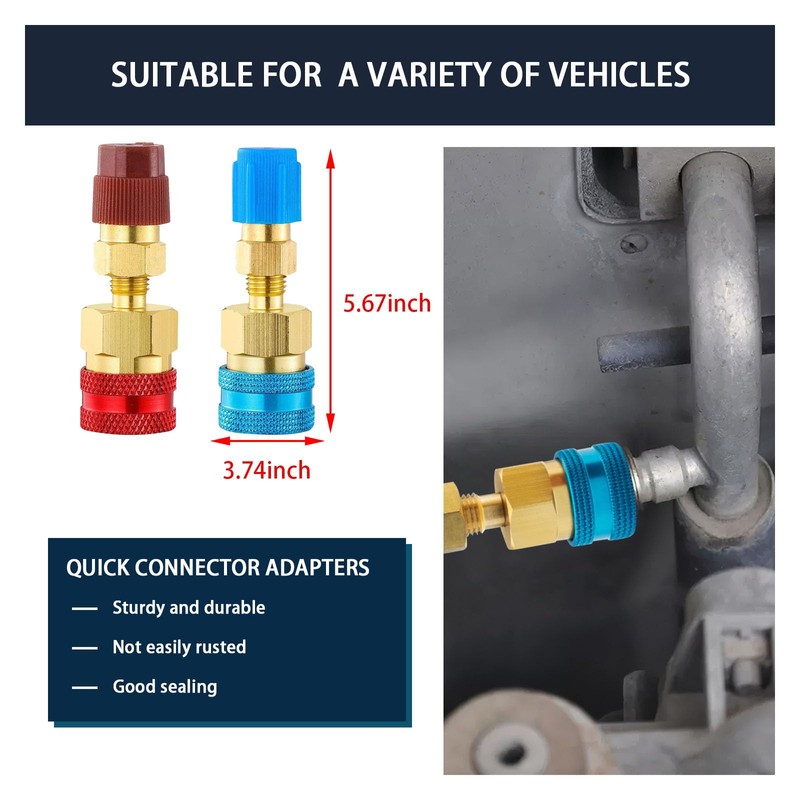 Ziciner R1234YF Quick Couplers Kit, R1234YF to R134A Conversion Kit,
