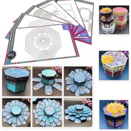 Alinacutle 1Set Explosion Box Metal Cutting Die Cut, Gift Box Die Cut for Paper Craft DIY Treat Box Scrapbooking Gifts Decor Punch Template