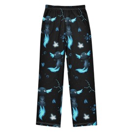 IHCVHQX Boys Pajamas Pants Black Axolotls Stars Elastic Waist PJ Bottoms Comfy Lounge Long Pants M