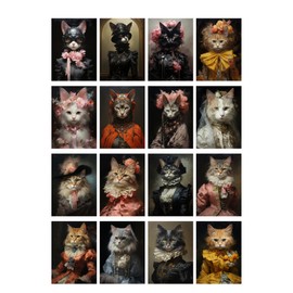 Decoupage Paper Pack (35 Sheets 6"x8") Sweet Little Cats Dressed in Human Dresses and Fancy Shirts FLONZ Vintage Illustration Pictures Cards for Decoupage, Craft and Scrapbooking