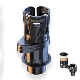 2 in 1 Car Cup Holder Expander, Adjustable and Rotating 360° Cup Holder, Compatible with Large Water Bottles and Various Beverage Cups, Black