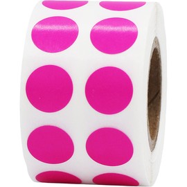 Small Hot Pink Dot Stickers 0.5 Inch 12.7 mm Round 1000 Count