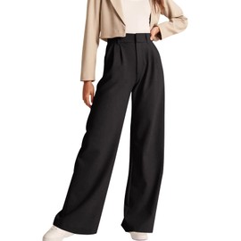 NIMIN High Waisted Work Pants for Women Straight Leg Office Dress Pants Business Casual Pants Trousers with Pockets Black Black Large