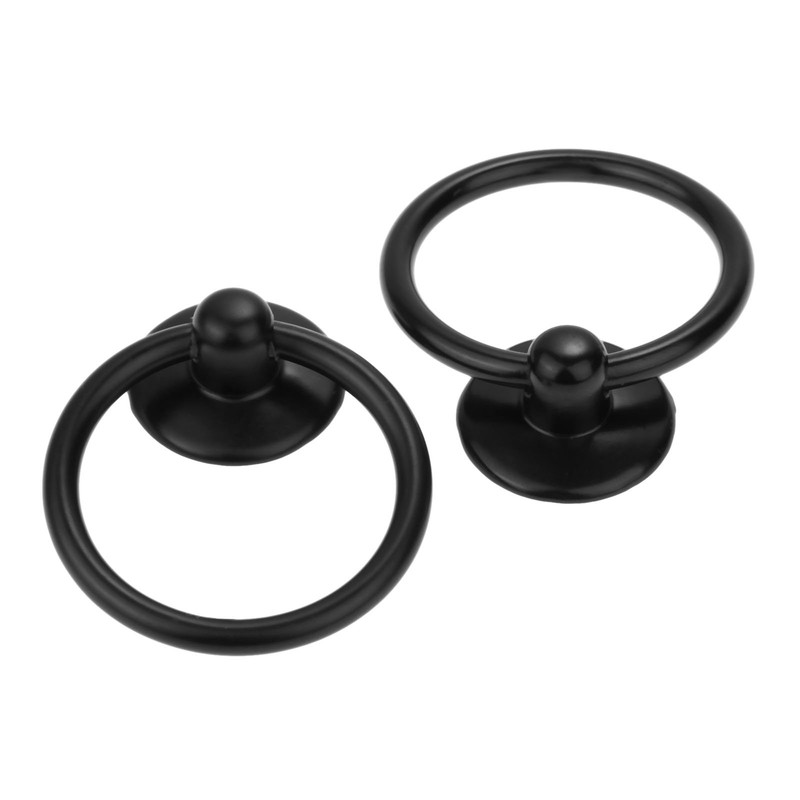 Dophee 2Pcs Metal Ring Drop Pull Handle Black Single Hole