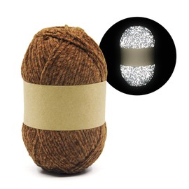 BulingBuling Reflective Yarn Chenille Yarn - Sport Weight (2 Fine), 3.5oz Brown, for Knit Christmas Decor, Throws, Pillow Covers & Nighttime DIY