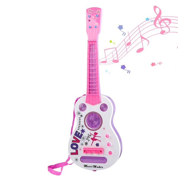 M SANMERSEN Kids Electric Guitar 4 Strings Kids Guitar Musical Guitar Toy with Flash Light Music Educational Toy Gift for Boys Girls Children