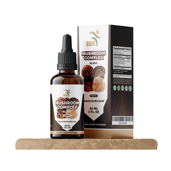Mushroom Complex Supplement Drops Tincture, Lion's Mane, Reishi, Turkey Tail,