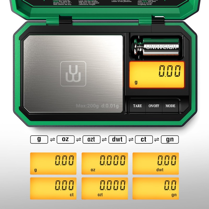 UNIWEIGH Digital Pocket Scale Precision 200g/0.01g, Digital Scale Grams Ounces,