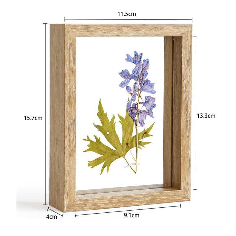Photo Frame, Postcard Size, Double-Sided, Glass, Antique, Natural, Stylish, Pressed