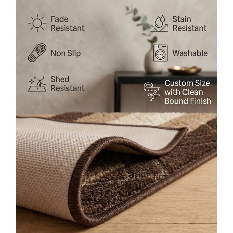 BestHomeCustom Custom Size Hallway Runner Rug Brown-Beige Color 31 inch