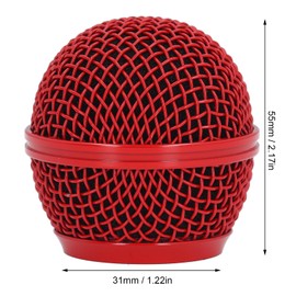 Mesh Grill for SM58 Microphones, Stainless Steel Microphone Head Replace, Mic Grille Replacement for SM58S SM58LC BETA58 BETA58A SA M30 SV100 UT2 PGX24 SLX4 (Red)