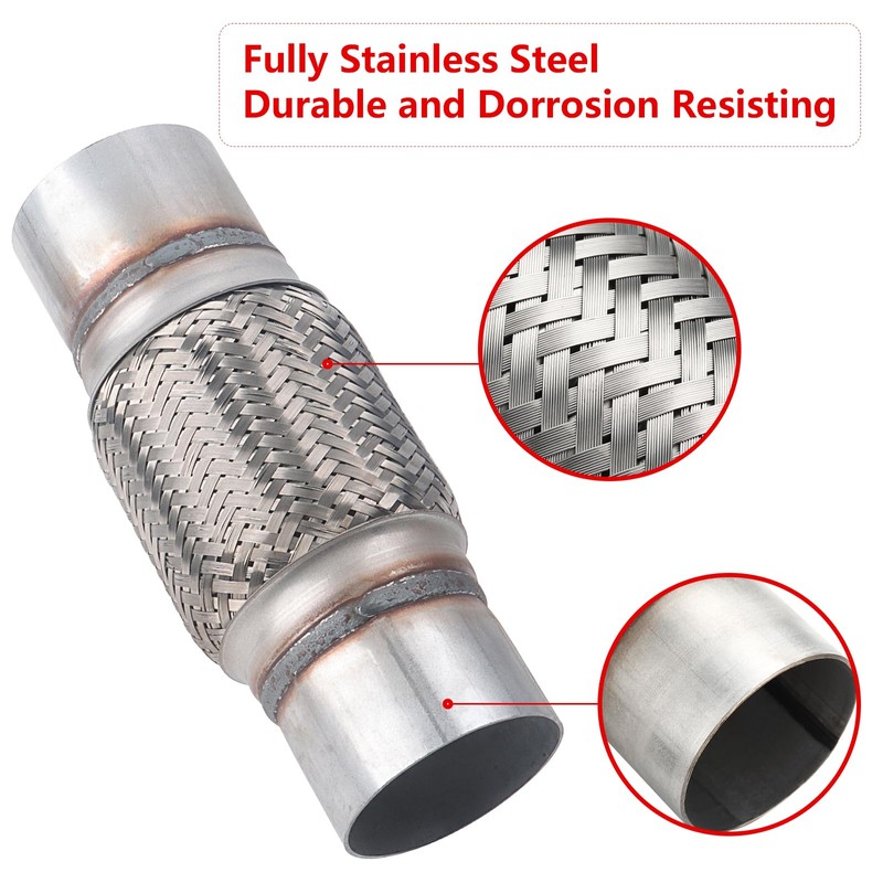 Autarboor 2 Pcs Exhaust Flex Pipe, 3''x 6''Stainless Steel Heavy