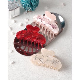 HAIMEIKANG 3 PCs Acrylic Rhinestone Hair Claw Clips - Large Hair Clips Non-slip Banana Hair Barrettes Clips for Women Girls