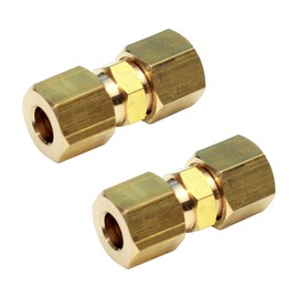 Ice Maker Water Line Brass Compression Tube Fitting, 1/4” OD x 1/4” OD (2 pack)