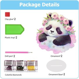 2 Pcs Tabletop Diamond Art Painting Kits for Kids,DIY Cute Animals Diamond painting Special Shaped Rhinestone Desk Placement Ornament,5D Gem Painting Craft Kit for Home Wall Decor Gifts,7.8x7.8inch