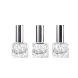 Pokinge 3PCS Mini Perfume Spray Bottle, Refillable 10ML Cube Shape Bottles Sample Vial, Glass Liquid Sprayer Perfume Bottle For Travel