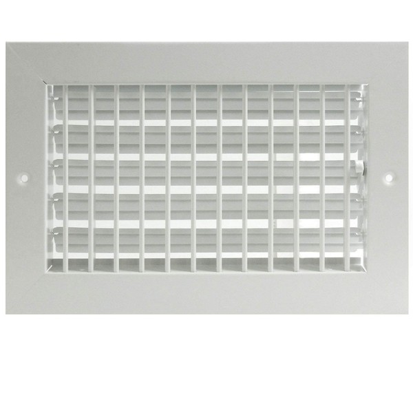 16" X 8" Adjustable AIR Supply Diffuser - HVAC Vent Cover Sidewall or Ceiling - Grille Register - High Airflow - White [Outer Dimensions: 17.75"w X 9.75"h]