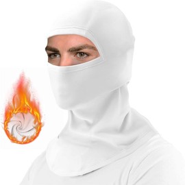 Men's cold weather balaclava, ski mask, windproof warm winter scarf mask, women's cycling neck warmer hood - Color: white, Size: One Size