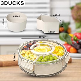 Rotating Snackle Box Container 2 Pack with Lid and Handle | 6 Compartment Round Lazy Susan 360° Divided Serving Tray, Portable Clear Organizer for Fruit, Candy, Veggies, Charcuterie, Party & Picnic