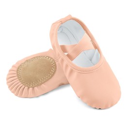 EQSJIU - Zapatillas de ballet para niñas, de piel sintética, para bailarina, Rosa ballet, 19 MX Niño pequeño