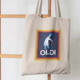 SmartyPants Oldi Woman Tote Bag - Golden Oldie Funny Fun Joke Humour Old Age Elderly Birthday Mother's Day Christmas For Her Gift Present Cotton Shopper (Natural)