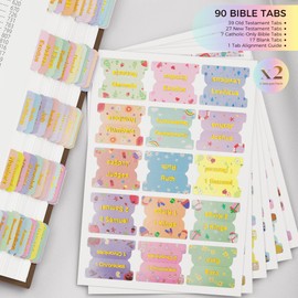 SURDOCA 180 Bible Tabs (2 Sets), Includes Catholic Tabs, Gold Foil Laminated Bible Index Stickers, Bible Study Supplies for Women & Men - Great Christian Gift