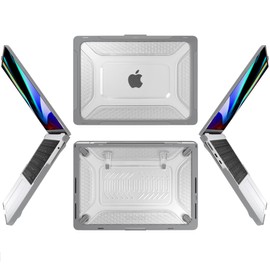 Batianda Upgraded Heavy Duty Case for MacBook Air 15 inch 2025 2024 2023 Release M4 M3 M2 Chip,Honeycomb Hybrid TPU + Matte PC Armor with Reinforced Kickstand,Stable Stand for Long Desk Work, Grey