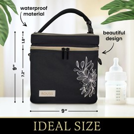 Rouss-Breastmilk Cooler Bag with ice Pack, with Space for up to 6 Baby Bottle breastmilk Cooler Bag, Easy to Carry. Whether for Travel, picnics, Nursery, Park or in The Office.