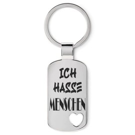 Lieblingsmensch Beautiful Keyring with Filigree and Robust Laser Engraving Model: Ich hasse Menschen - Cut-Out Heart, heart
