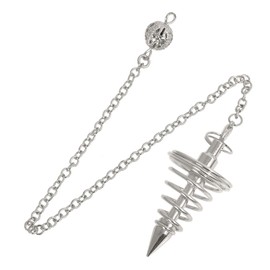 WADY Péndulo de Metal de Cobre para La Adivinación, 1 Piezas de Colgante de Equilibrio de Yoga con Cadena para Meditación, Reiki Y Wicca – Cadena de Péndulo Lncluida péndulo En Espiral (plata)