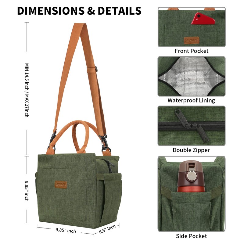 Joymee Lunch Bag Women Insulated Lunch Box with Adjustable Shoulder
