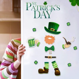 14 Pieces St. Patrick's Day Refrigerator Magnets Set Irish Party Shamrock Beer Decor Leprechaun Fridge Magnet Stickers St. Patrick's Day Decorations for Metal Door Mailbox Garage Cabinet