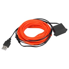 X AUTOHAUX 3 Meter/10ft Interior USB Neon EL Wire String Strip Orange Cold Light Glow String Strip Set for Car Decoration